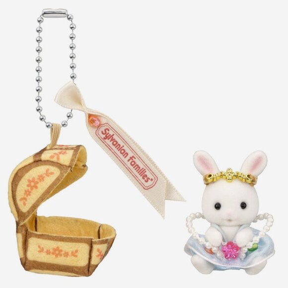 Sylvanian Families Treasure Chest Box White Rabbit Baby Keychain Calico Critters - Picture 2 of 5